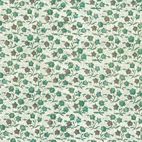 Stamped Geometric Petite Floral in Red, Green and Grey Italian Paper ~ Tassotti